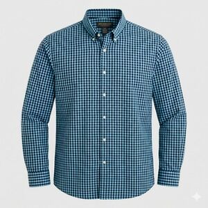 John Bartlett Consensus Mens XXL Blue Gingham Button‎ Down Cotton Shirt L/S